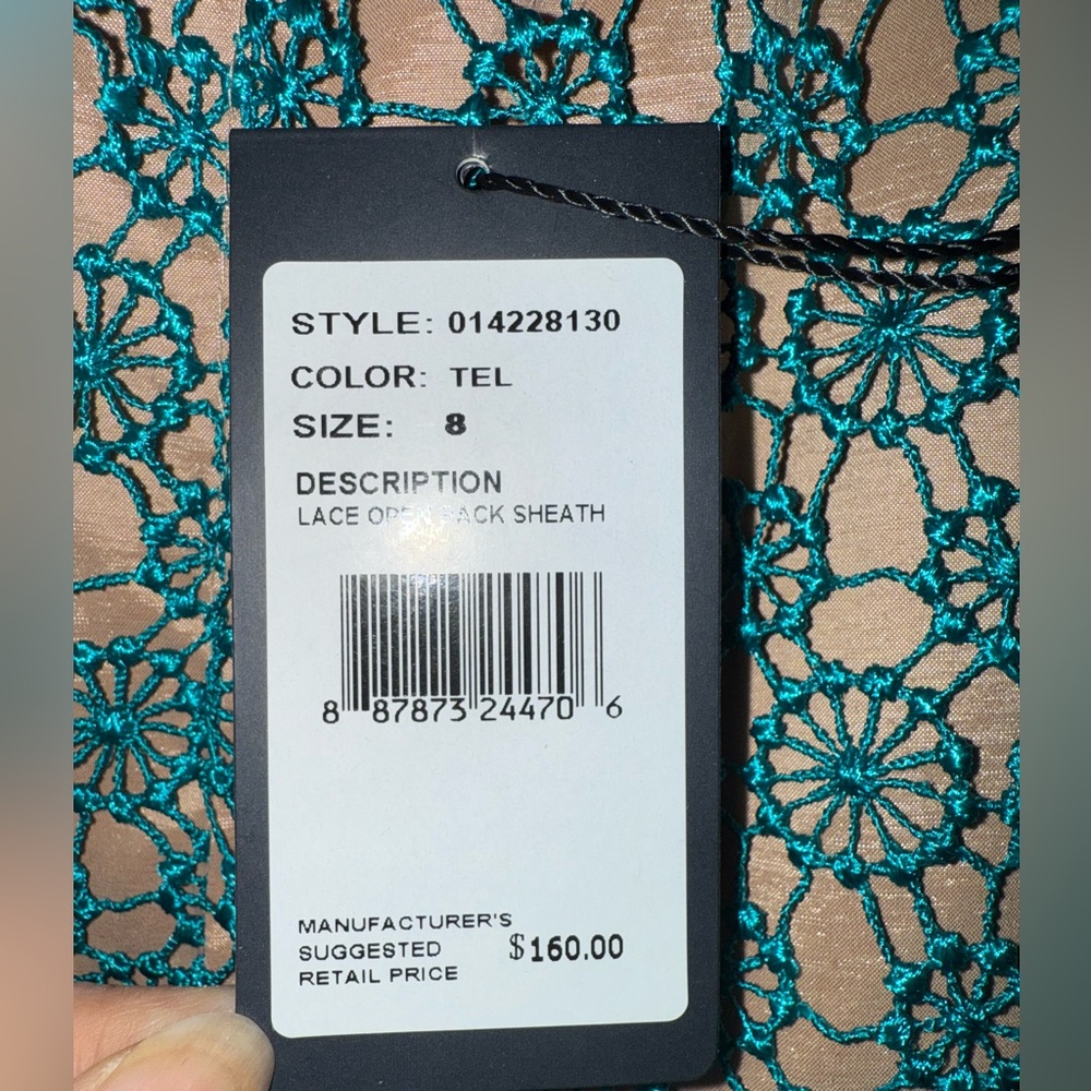 👗 NWT! Adrianna Papell Crochet Lace Teal Dress - Picture 9 of 11